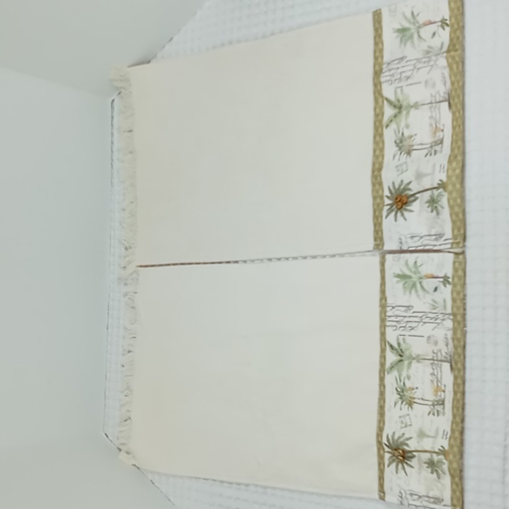 2 Avanti Colony Palm Cotton Fingertip Towels Ivory/Green Embellished Beading - Picture 6 of 12
